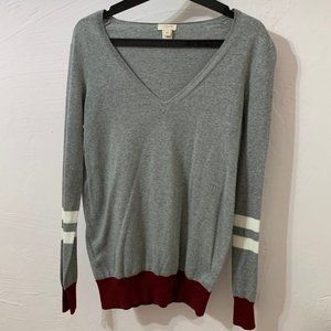 Fall J. Crew Preppy Varsity V-Neck Gray Sweater 2